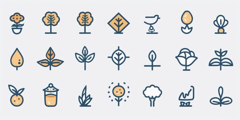 Fototapeta premium A collection of various icons against a plain white backdrop, useful for illustrating concepts or adding visual interest to designs