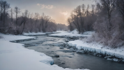 Fototapeta premium Icy River in Winter