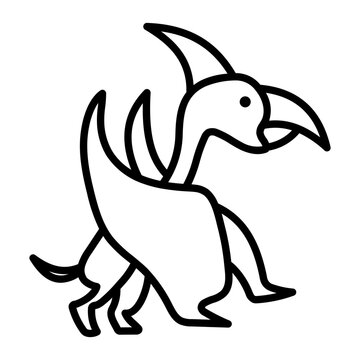 black outline pterodactyl walking clip art preview