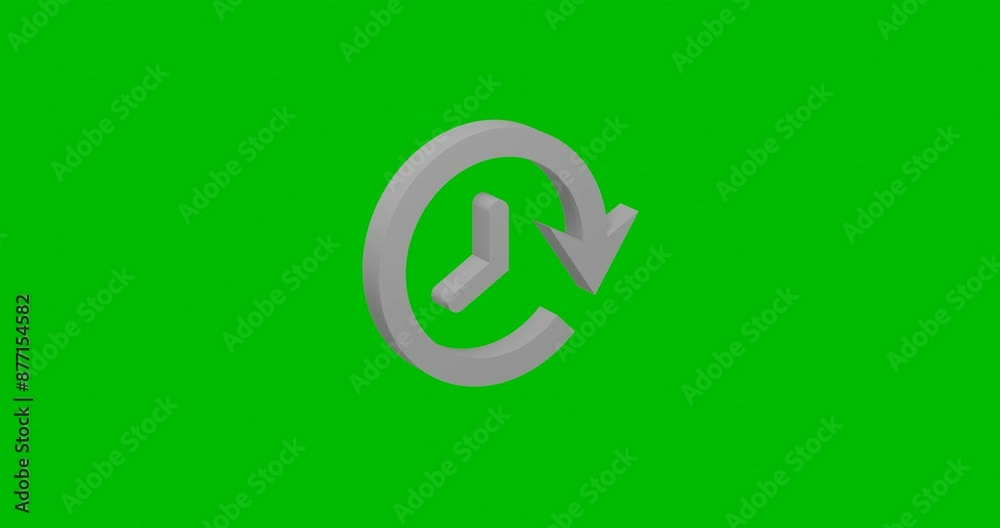 Poster animation of rotation of a white time back symbol with shadow. simple and complex rotation. seamless