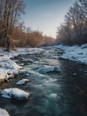 Icy River in Winter