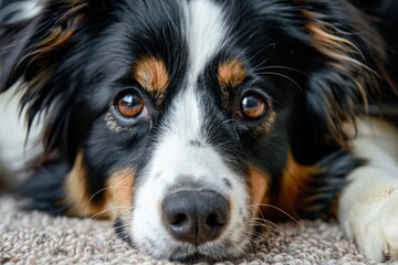 Fototapeta premium Close-up portrait. Front view. Adorable Border looking at camera.