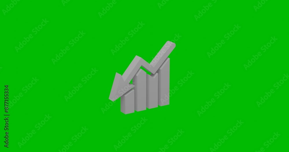 Poster animation of rotation of a white chart down symbol with shadow. simple and complex rotation. seamles