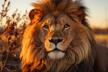A lion of color arc with a juba and a mane., generative IA