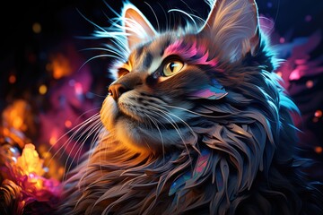 Colorful Cat Illustration, generative IA
