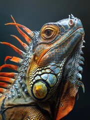Fototapeta premium A close-up view of an iguana's head, showing its distinctive features