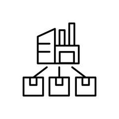 Distribution factory outline icons, minimalist vector illustration ,simple transparent graphic element .Isolated on white background