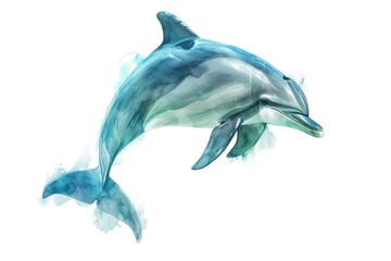 Fototapeta premium A dolphin leaping out of the ocean, mid-jump