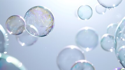 Mesmerizing Iridescent Bubbles Floating in Ethereal Dreamscape