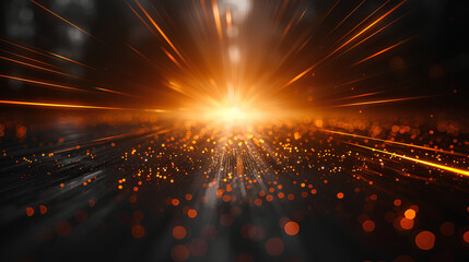 Obraz premium 3d rendering of glowing light rays on black background