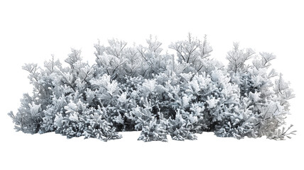 Beautiful Snowy Bush with Frosted Branches, isolated on transparent background - Powered by Adobe