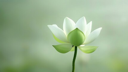 Obraz premium A white flower with green leaves is the main focus of the image. The flower is surrounded by a few smaller flowers, creating a sense of depth and interest