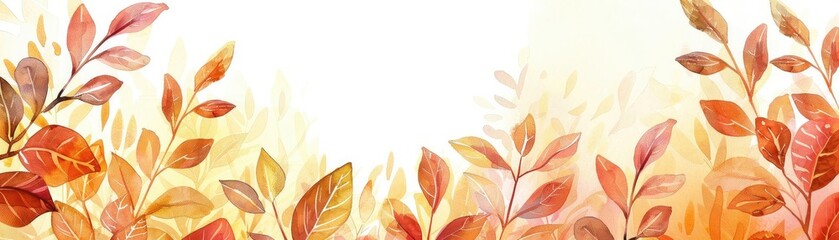 A beautiful watercolor painting of autumn leaves in warm colors