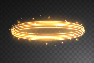 Abstract light neon background. luminous circle. Luminous spiral cover. Wake wave, fire path trail line and swirl effect curve. Food isolated. space tunnel. Ellipse shimmery color. Orange glitter.