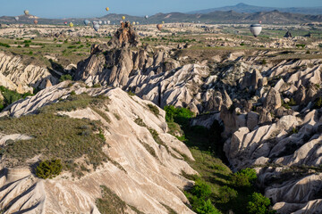 Balloons ove the red valley in Cappadocia