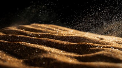 A close-up shot of sand particles being blown by the wind, with a blurred background