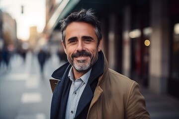 Fototapeta premium Portrait of a handsome middle-aged man in a city street