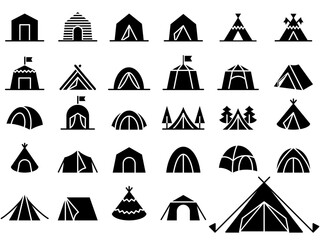 Camping and outdoor tent icon collection