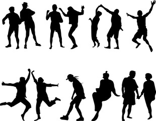 set of silhouettes of people