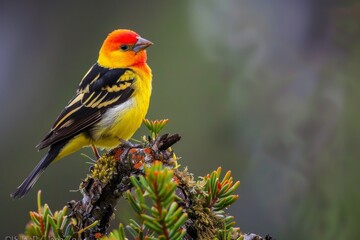 Obraz premium Western Tanager adult male perched