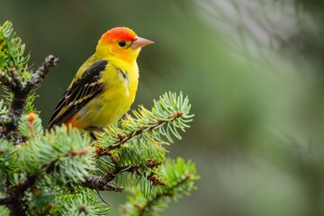 Fototapeta premium Western Tanager adult male perched