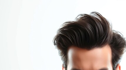 Fototapeta premium Stylish male hairstyle for fashion designers on a white background
