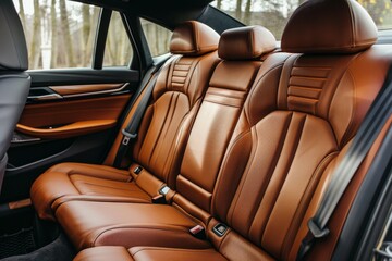 Obraz premium Luxury Sedan Brown Leather Interior