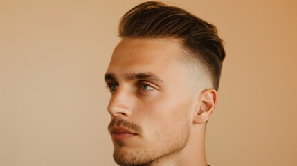 Obraz premium An LGBTQ man with a slicked-back undercut, looking sharp