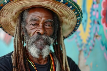 Portrait of Elderly Man with Dreadlocks