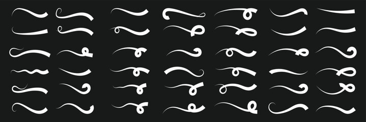 Set of Swoosh vector. Hand drawn swoosh elements, and swoop underline typography tails shape in flat styles. Set of ribbons. Design concept element collection in eps 10.
