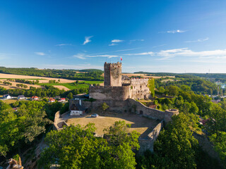 Medieval Bolków castle in western Poland from a bird's eye view