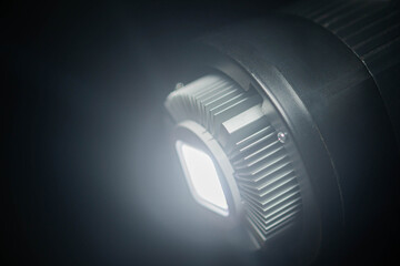 Bright LED light with heat sink in dark environment