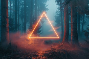 Neon Triangle in Mystical Forest
