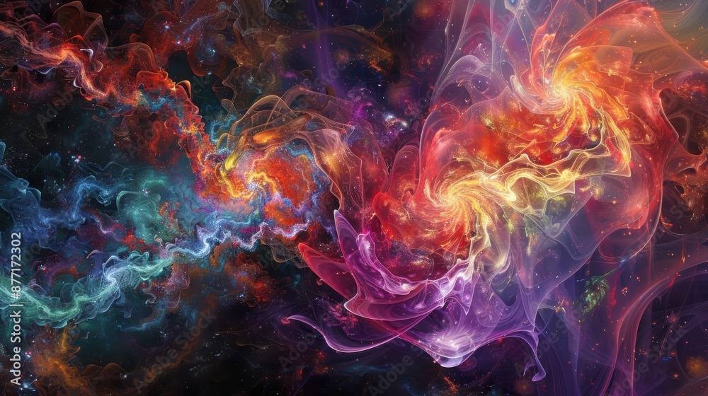 Poster celestial symphony - mesmerizing cosmic nebula with intricate patterns and vibrant colors
