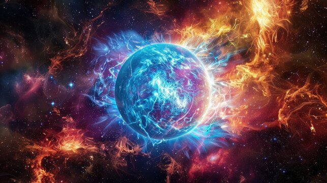 Luminous Magnetar: Vibrant Illustration of a Star with Powerful Magnetic Fields