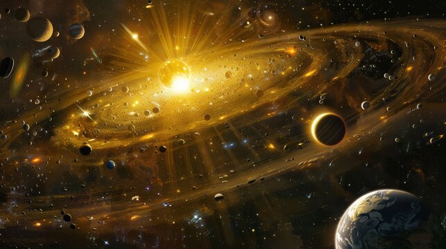 A vivid depiction of the Oort Cloud surrounding the solar system
