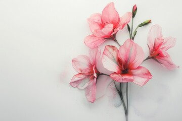 Obraz premium Pink Flowers on White Background