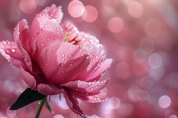 Fototapeta premium Pink Flower with Water Droplets