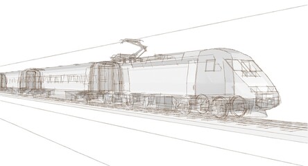 modern locomotive sketch symbol 3d illustration © Svjatoslav
