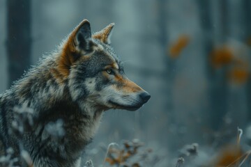 Fototapeta premium Majestic Wolf in Winter Forest