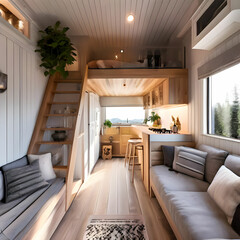 Modern living room with furniture