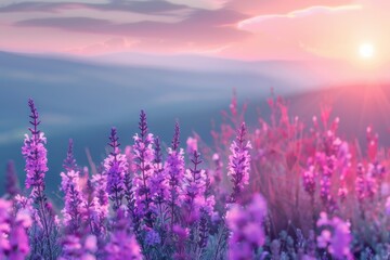 Sunset over Lavender Field