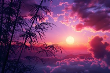 Obraz premium Enchanting Sunset Over Serene Landscape