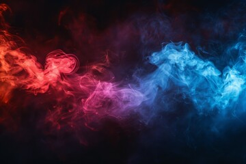Red and Blue Smoke Swirls on Dark Background