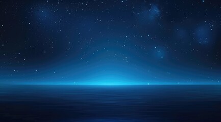 Obraz premium An empty space floor with a view of the earth from space at night, the sky is dark blue with stars and there are no clouds.