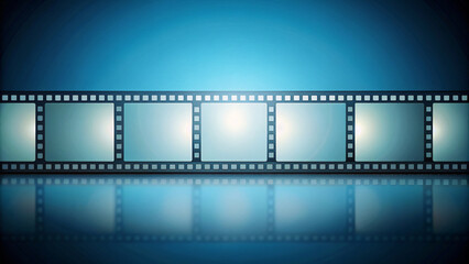 Fototapeta premium A classic filmstrip with blank frames on a blank background evokes the nostalgia of cinema and photography