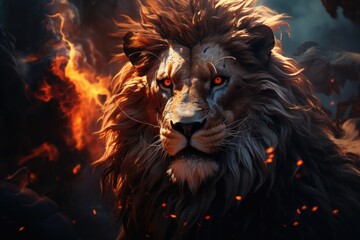 Naklejka premium Lion Lion Light Lion, generative IA