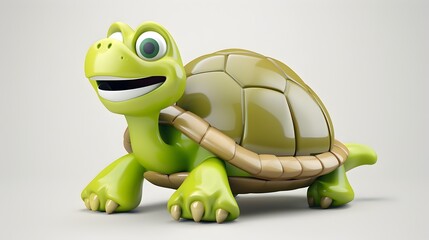 Fototapeta premium Cheerful 3D Rendered Turtle Icon Symbolizing Calm Nature Concept