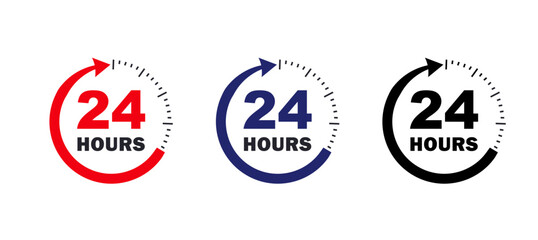24 hours in a day icon. twenty four hour badge. all day time symbol for business, sales, service.