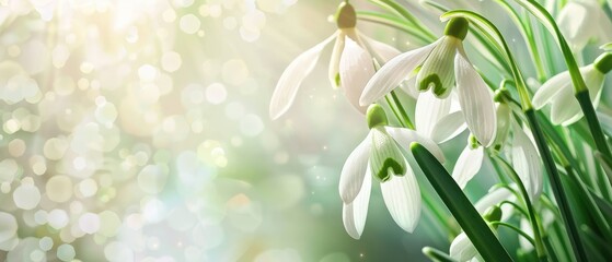 Obraz premium snowdrop flowers in nature create a beautiful gentle spring background ideal for spring-inspired and floral designs